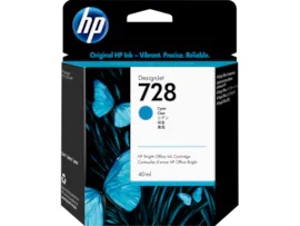 HP 728 Cyan Cartridge | F9J63A | 728 40-ml DesignJet Cyan Ink